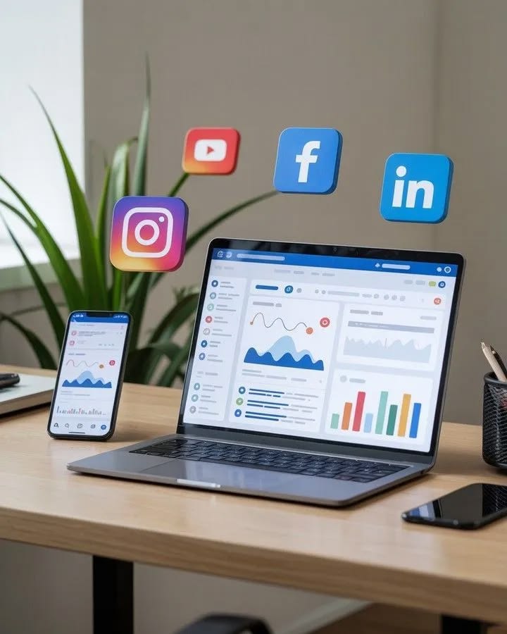 Social media marketing services overview with content planning and campaign management